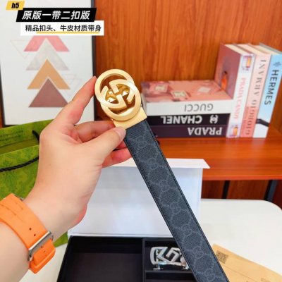 1带1扣 1带2扣 古奇G家 滑道 双扣版 1带2扣 正版开模 此款腰带双面采用原厂牛皮带身，精密电镀标志性五金搭扣 对版专柜。3.8Cm 如需木盒40