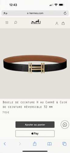 特 H Au Carre 五金搭配Togo皮带身 32Mm 金棕