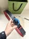 特 宽度4.0Cm Gucci 双面腰带，一侧为gg Supreme帆布，反面一侧为枣红色头层小牛皮。配以互扣式双g拼色扣采用真空电镀