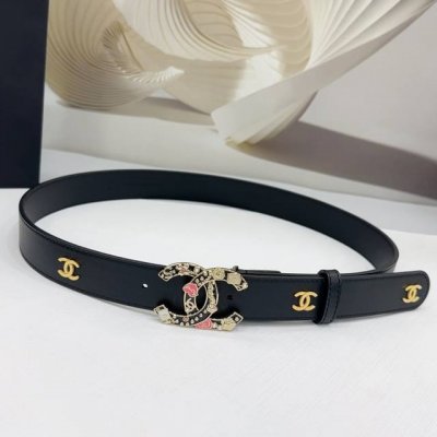 3.0Cm香奈儿腰带，双面头层牛皮皮料，长度：.75.80.85.90.95.100欧，彩色五金铜扣原版开模定制庆祝]