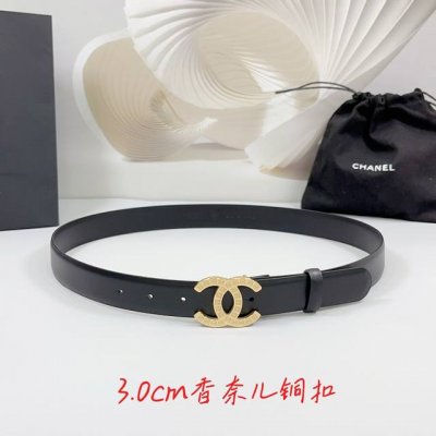 特 3.0Cm 香奈儿腰带，双面头层牛皮皮料，长度：.75.80.85.90.95.100欧，铜五金字母扣原版开模定制庆祝]