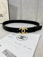 宽度3.0Cm Chanel 香奈儿 荔枝纹牛皮 金 银色花纹金属钢扣