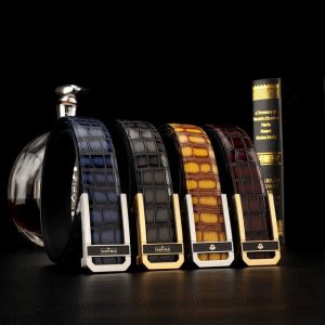 范思哲 普拉达自动秘原单高端品质专柜官网同步支持Nfc感应宽度3.5精美自动钢扣头意大利进口鳄鱼纹小牛皮纹理消晰真实感超强打造全新的视觉3D郊果高端客户入手送礼