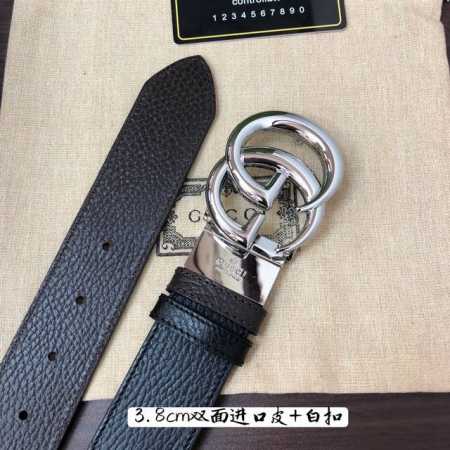 gucci 古奇官网经典 正品规格 3.8Cm原版品质头层小牛皮压花 进口头层底 双G抛光旋转亮面扣 - 点击图像关闭