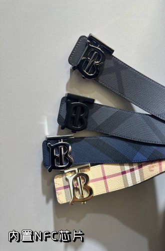 特 巴宝莉 TB系列意大利原厂皮料 双面两用尺寸4.0cm 五金进口炉内五金，并非市场iT水调五金所见所得 支持正品NFC芯片感应验证