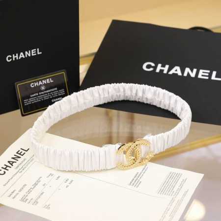 Chanel Cc链条 星星水钻 黄铜Logo扣 小牛皮 银色金属 与 金色金属 3.0Cm精品 弹力十足 百搭 优雅 码数含扣S=65Cm总长 可用75、80 - 点击图像关闭