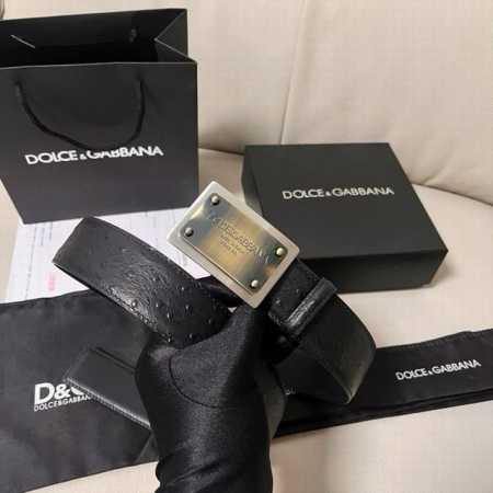 特 Dg，宽4.0Cm Dolce&Gabbana 新款男士鸵鸟纹腰带，搭配全新镀钌 Dg 交叉造型徽标搭扣 - 点击图像关闭