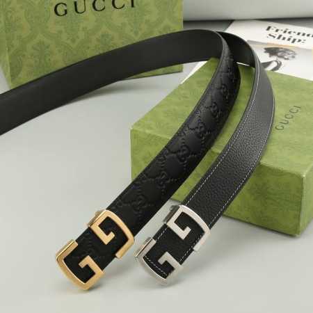特P190 Gucci 头层牛皮 宽3.8Cm 官网同步，不锈钢金属标识，适合商务低调人士！自动扣款式 - 点击图像关闭