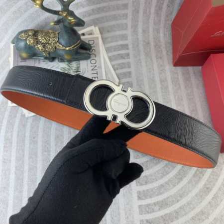 菲拉格慕 特种皮腰带系列 ，原厂五金精品不锈钢扣，手感柔软舒适 宽3.8Cm。 - 点击图像关闭