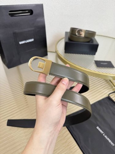 2025 开春秀款Saint Laurent 圣罗兰女士腰带皮带 原厂真金电渡扣头，意大利原厂皮，宽3.0Cm，代购级。