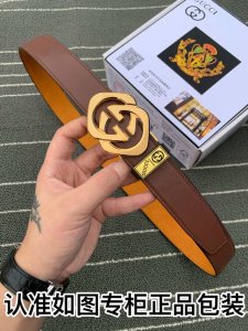 皮带：古奇.Gucci自动扣 腰带：古驰百分百进口原厂头层牛皮，保证真皮。24K纯钢扣滑道系列-自动带身专柜同等质量， 送人自用首选 包装： 请认准如图专柜包装