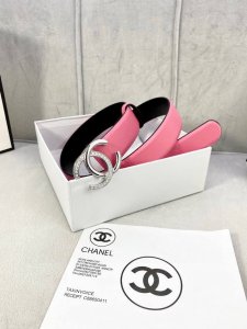 特 P190 宽度3.0Cm Chanel 香奈儿 经典款平纹 两面原版牛皮金 银 色镶钻钢扣。