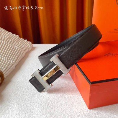 高端品质，实物拍摄 批 配全套礼盒 ： 爱马仕 Hermes 原单爱马仕，宽3.8Cm进口原版皮带身，双面可两面用，精品电镀五金 ！