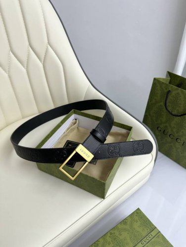 特 Gucci，原厂精密电渡扣头，意大利原厂皮，宽3.5Cm，代购级。