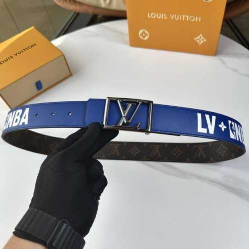 L0Uis Vuitt0N 今季联名新品 驢家原單腰帶 寬度40毫米 定制帆布面內襯進口蓝色小牛皮底 丝印Nba字样 全新開模精鋼五金搭扣 雙面用 經久耐用 百