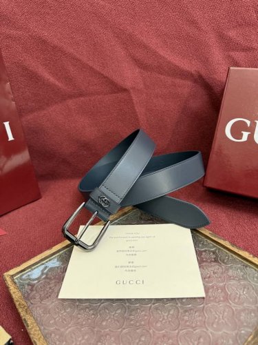 G针扣 Gucci 款号 673921 An 4099 表面材料是定制进口小牛皮 宽度3.5Cm 皮圈缝制立体Gg五金配饰 方形简约针扣