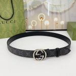 特 Gucci 古驰 3.0Cm 经典进口帆布防水料配牛皮底 搭配官网新款圆线扣 圆弧面铜扣 做工精细