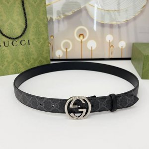 特 Gucci 古驰 3.0Cm 经典进口帆布防水料配牛皮底 搭配官网新款圆线扣 圆弧面铜扣 做工精细