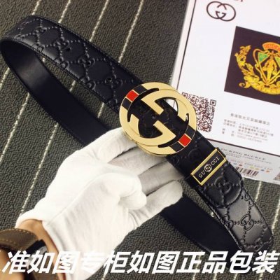品名：古奇原单 型号：认准如图专柜包装，赠送打孔器 材料：百分百头层牛皮皮带，24K纯钢扣中间带Logo字母保证真皮。双面可用。专柜同等质量， 送人自用首选 包
