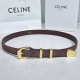 Celine 新品立体浮标针扣女士腰带 意大利进口小牛皮 宽度2.5 亮金扣