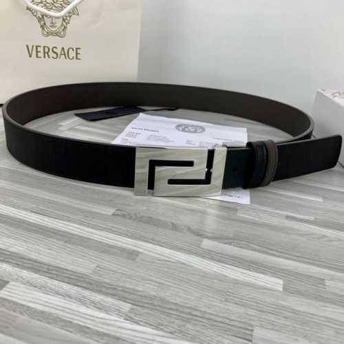 宽度3.5Cm Versace 范思哲 新款回纹扣搭配黑配咖带身 双面头层 精选进口牛皮 树膏夹芯手感柔软