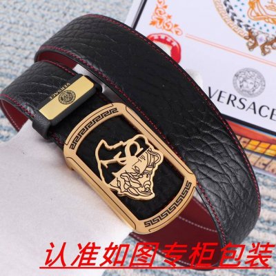 品名：Versace.范思哲原单 材料：百分百头层牛皮，保证真皮。24K纯钢扣双面可用专柜同等质量， 送人自用首选包装： 请认准如图专柜包装，赠送打孔器，银联发