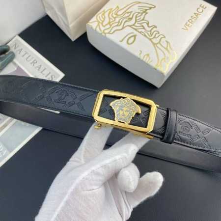 范思哲 特种自动带皮腰带系列 原厂五金精品不锈钢扣 手感柔软舒适 宽3.5Cm - 点击图像关闭