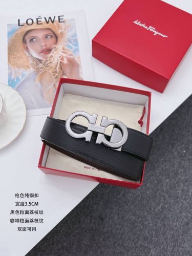特 Ferragamo.菲拉格慕 全套包装 支持Nfc扫码 宽度3.5Cm 高级定制款男士皮带 双面进口牛皮 可双面使用 自行选择搭配 真材实料 很有质感 时尚