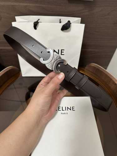 特 ～ CéLine 赛琳 Triomphe大号复古牛皮革腰带 对版金属件 领扣搭扣 宽3.0Cm