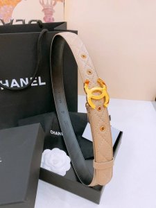 Chanel Logo 光面经典Cc搭扣 黄铜金色金属 3.0Cm精品 羊皮腰带 手感柔软极佳 典雅
