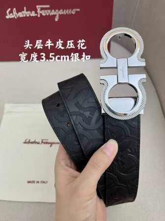 特 Ferragamo菲拉格慕男士专柜对版金属扣，头层牛皮双面外用腰带，商务通勤休闲场合均适合佩戴。3.5Cm - 点击图像关闭