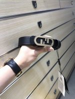配送专柜包装 打孔针 特 新款 Fd 宽30Mm 支持Nfc 芯片扫描，标志造型宽皮带，原版铆钉钢扣，进口原版小牛皮配制黑色专用料制成，镀金表面金属制品，品质保