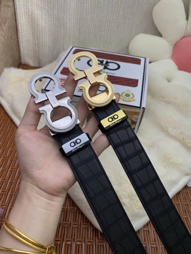 品名：菲拉格幕 原单皮带 材质：原单牛皮腰带 百分百头层牛皮腰带保证真皮，24K纯钢扣，专柜原单品质、做工精细，时尚大牌，送人自用首选 包装： 请认准如图专柜包