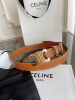 赛琳 Celine女士皮带，小牛皮质感搭配独特凯旋门扣，颜色土黄粽 宽2.4Cm 低调中暗藏奢华，轻松点亮穿搭 。手工缝制