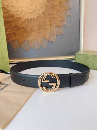特 Gucci 优质柔软细腻小牛皮面料 内衬进口专用底皮 宽度4.0Cm 新版圆润互扣式双g搭扣 - 点击图像关闭