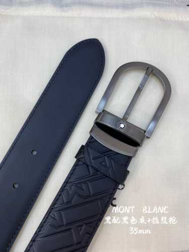 Mont～Blanc万～宝龙 宽3.5Cm 采用头层牛皮 精品针式扣头 自由裁剪商务休闲皮带