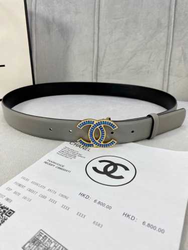 宽度3.0Cm Chanel 香奈儿 原版平纹牛皮金 银 色镶钻钢扣