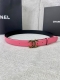 特 宽度3.0Cm Chanel 香奈儿 平纹牛皮金 银 色暗印品牌logo金属磨胶钢扣。