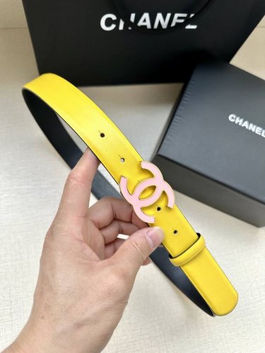 宽度3.0cm Chanel 香奈儿 进口柔软小牛皮纹路清晰五金配件金 银色 金属磨胶钢扣。