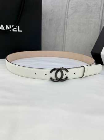 特 宽度3.0Cm Chanel 香奈儿 女士经典款腰带皮带新款光滑内衬磨砂牛皮银色 简单精品钢扣 - 点击图像关闭