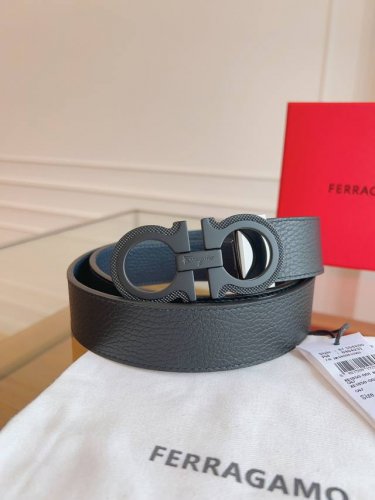 Ferragamo.菲拉格慕 新款全套包装 宽度3.5cm 高级定制款男士皮带 双面进口牛皮 可双面使用 自行选择搭配 真材实料 很有质感 时尚经典不失风范 搭