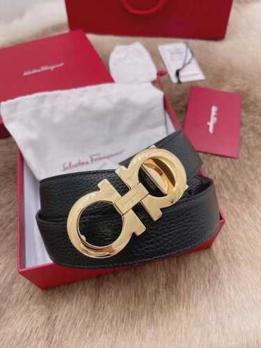 配全套包装礼盒 Ferragamo菲拉格慕 正品尺寸3.5Cm意大利原厂进口皮 贸易订单出口意大利 秒杀市场货随便找皮做货 百分百专柜纯铜扣原厂电镀 码数长度可
