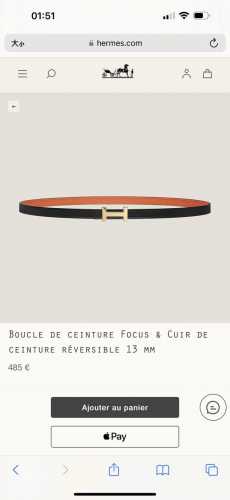 Hermes 女款 Focus Buckle & Reversible Leather Strap 3Mm