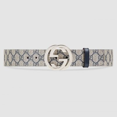 Gucccci 尺寸:3.8Cm，带身采用兰色印花防水面料和黑色真皮打造，搭配经典Gg铜金属扣头意大利时尚精品1149840
