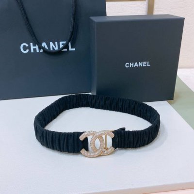 Chanel 24C Cc水钻 黄铜Logo扣 小牛皮 银色金属 与 金色金属 3.0Cm精品 弹力十足 百搭 优雅 码数含扣S=65Cm总长可用75、80、8