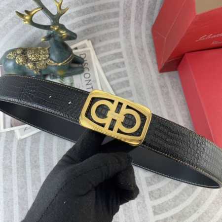 菲拉格慕 特种皮腰带系列 ，原厂五金精品不锈钢扣，手感柔软舒适 宽3.8Cm。 - 点击图像关闭