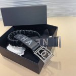 香奈儿 黄铜Logo扣 小牛皮 银色金属 3.0Cm精品 弹力十足 百搭 优雅.65一85码