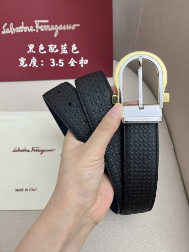 特 Ferragamo菲拉格慕男士专柜对版金属扣，头层牛皮双面外用腰带，商务通勤休闲场合均适合佩戴。3.5Cm