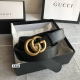 特 Gucci古驰 全套包装 男女款通用 腰带采用标志性的古铜色Gg搭扣设计，搭配上乘皮料精制而成。