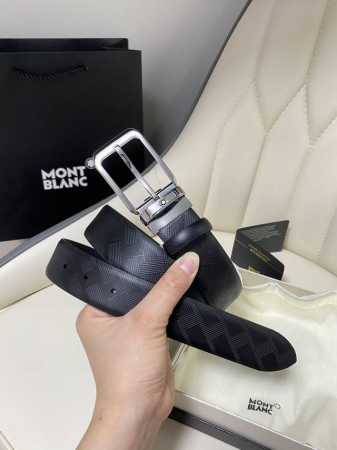 特 Montblanc万宝龙 宽3.5Cm 采用头层牛皮 精品针式扣头 自由裁剪商务休闲皮带 - 点击图像关闭
